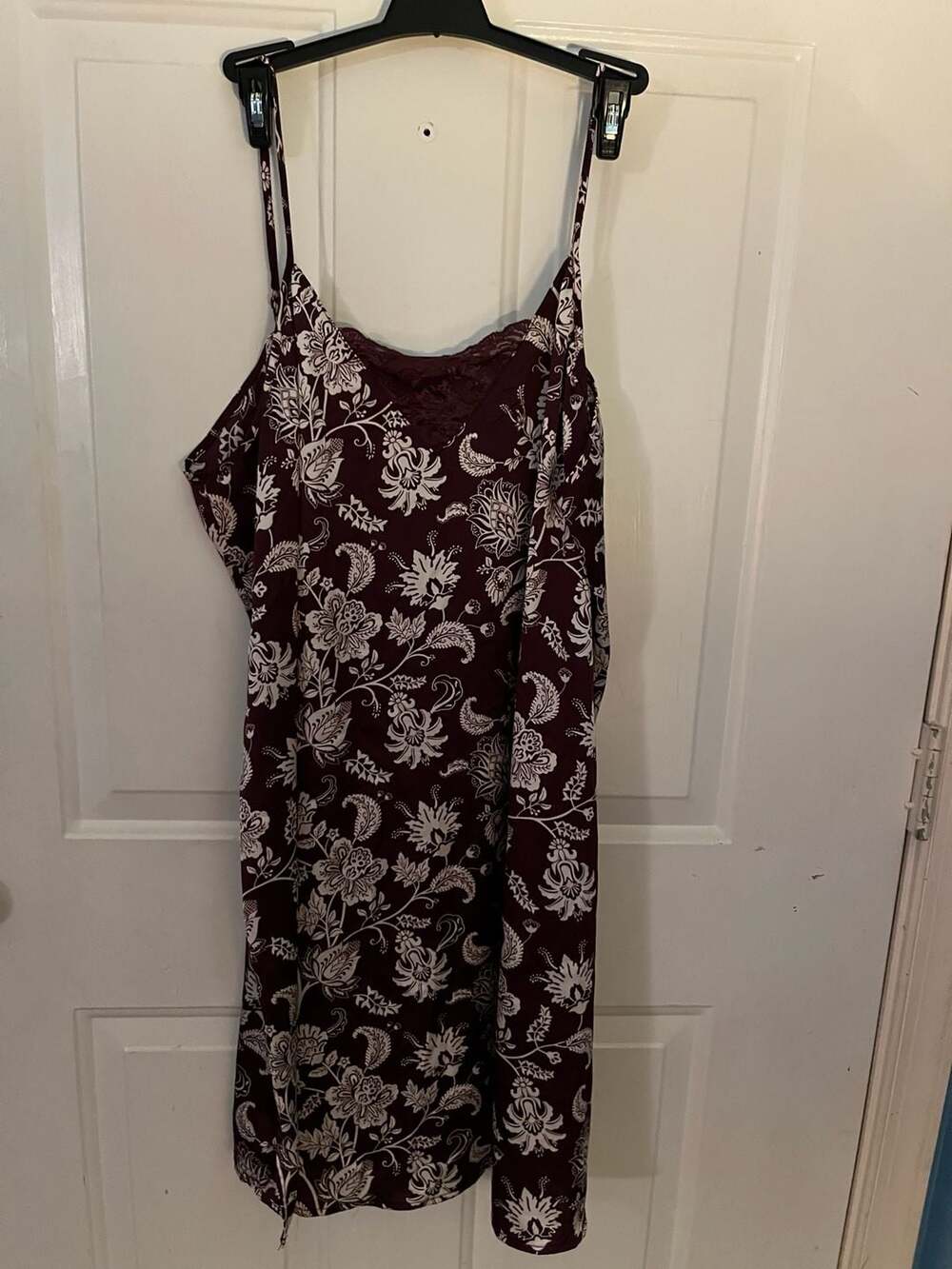 Maidenform Chemise Size XL Plum Floral Lace Trim